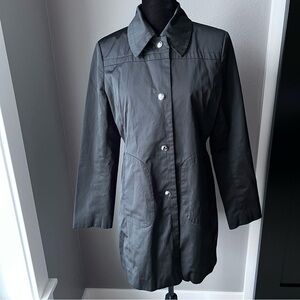 Anne Klein long black rain jacket